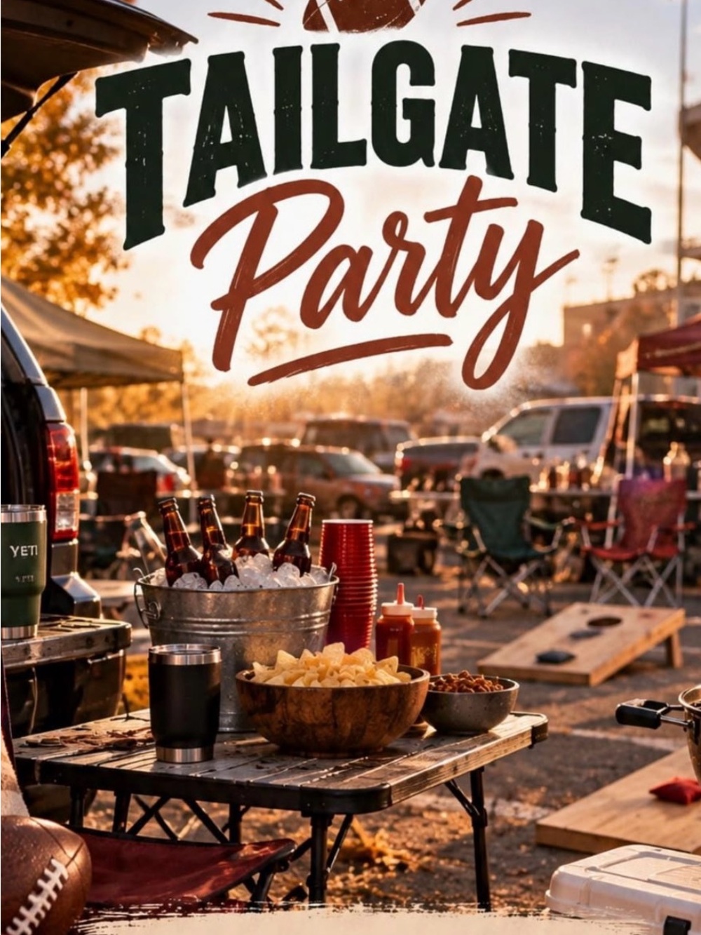 Tailgate Party Sign Decor - Brown and White Tailgate Banner